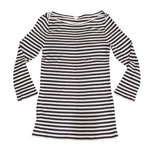 J.Crew Navy White Striped Tunic Long Sleeve Boatneck Top Size L